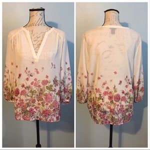 Floral Tunic with 3/4 sleeves
